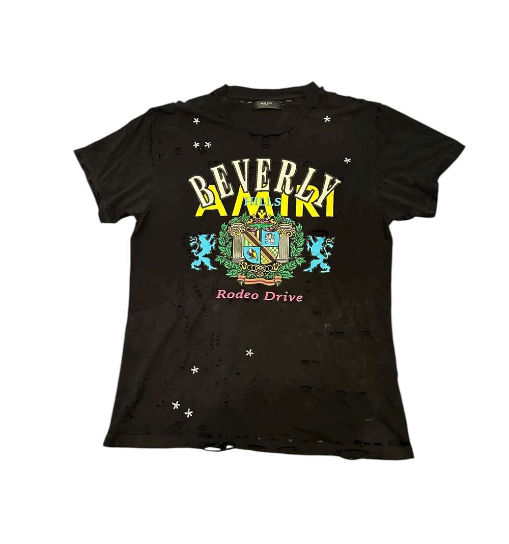 Amiri Beverly Hills Rodeo Drive Distressed Logo T-Shirt